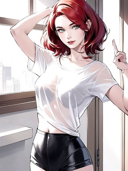 Sunny's Waist-Shot Seduction in Oversized T-Shirt Hentai AI Image