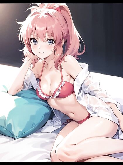 Cute Small Breasted Girl 18+ Enjoying Intimate Moments in Bed Hentai Hentai AI Image