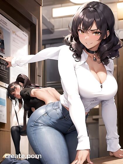 Mischievous Black-Haired Babe Seduces in Steamy Street Hentai AI Image