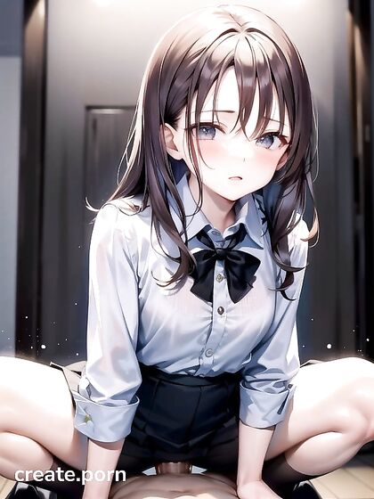 Skinny Girl 18+ with Small Breasts Squats for Intense Hentai Pleasure