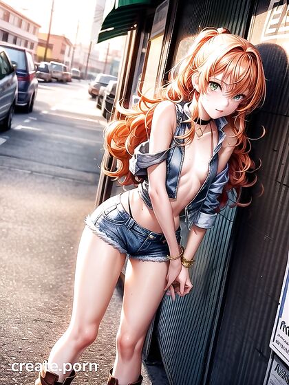 Jacket-Wearing Beauty on the Street in Seductive Hentai AI Image