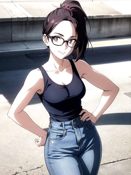 Sunny's Large Breasts Strain Against Her Tight Top in Steamy Hentai AI Image