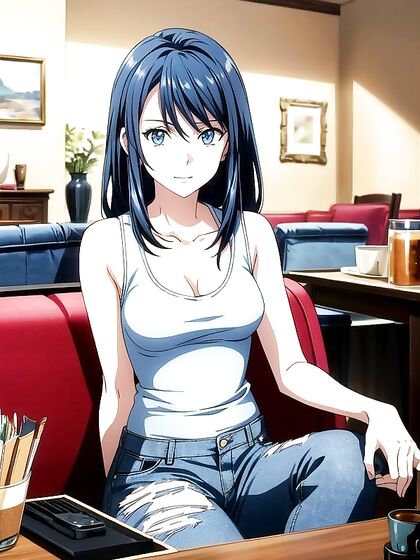 Blonde in Tight Top and Jeans Seduces with Steamy Hentai AI Image