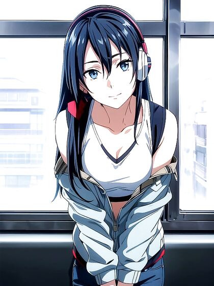 Blue Sport Bra Front View Seduction in Hentai Hentai AI Image