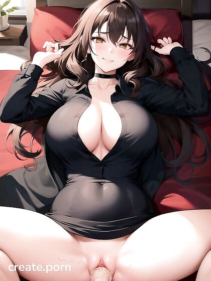 Mischievous Black-Haired Beauty in Seductive Hentai AI Image