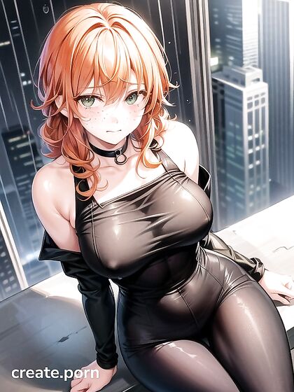 Ginger Beauty Cries While Touching Her Face in Intense Hentai AI Image