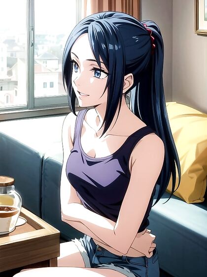 Cute Blue Character Enjoying Pleasure in Seductive Hentai AI Image
