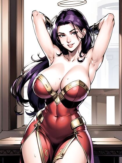 Armor-Gloved Heroine Seduces in Intense Comic Style Hentai AI Image