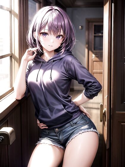 Hoodie-Wearing Anime Girl 18+ Stares Intensely at You in Wallpaper Perfection