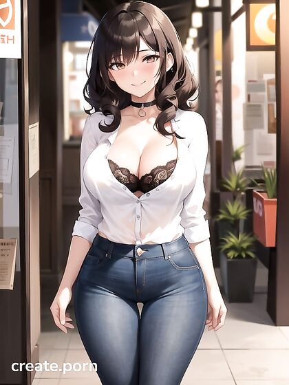 Submissive Dark-Skinned Beauty in Blouse for Sensual Hentai Pleasure