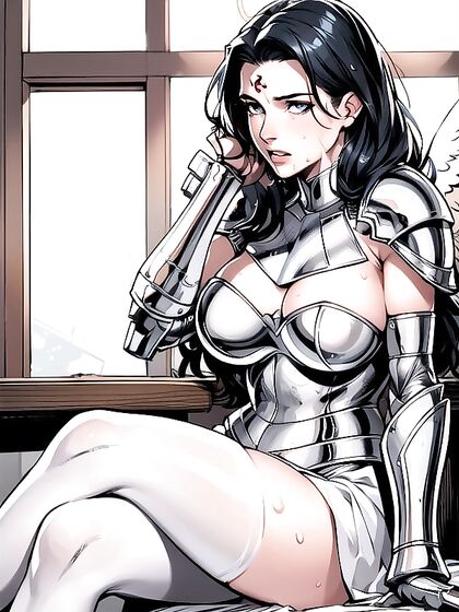 Slicked-Up Cumshots with Armored Gloves in Steamy Hentai AI Image
