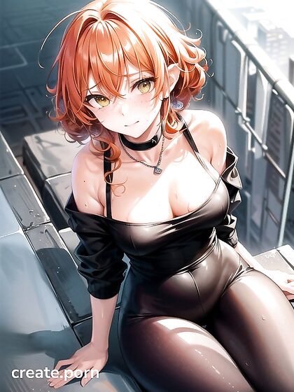 Ginger Beauty in Seductive Green Outfit Takes Control in Horny Hentai AI Image