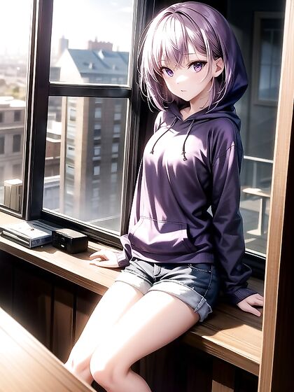 Purple Jeep Seduces Her into Juicy Hentai AI Image with Sexy Jean Shorts