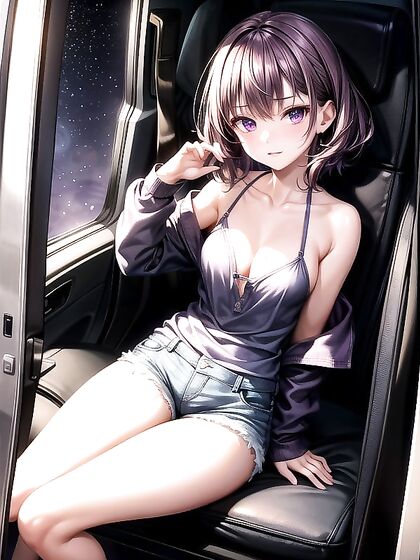 Off-Shoulder Seduction - Gazing at You with Tempting Cleavage in Hentai