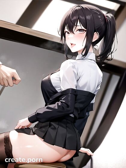 in Uniform Reaches Ahegao Bliss in Solo Hentai AI Image