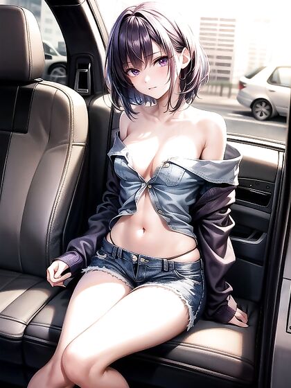 Off-Shoulder Seduction - Wallpaper fantasies Turn into Hot Car hentai Moments