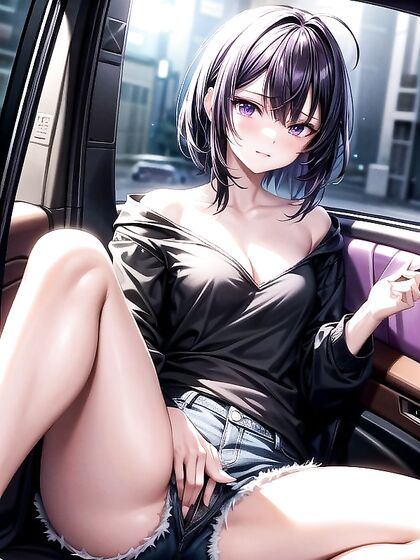 Embarrassed Girl 18+ in Off-Shoulder Hoodie Gets naughty in Hentai Hentai AI Image