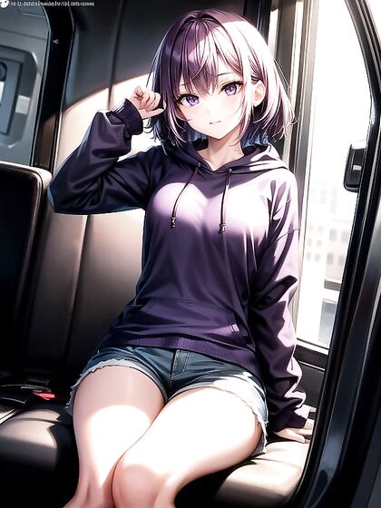 Small Breasts and Hoodie - Intense Stares and Seduction in Hentai Hentai AI Image