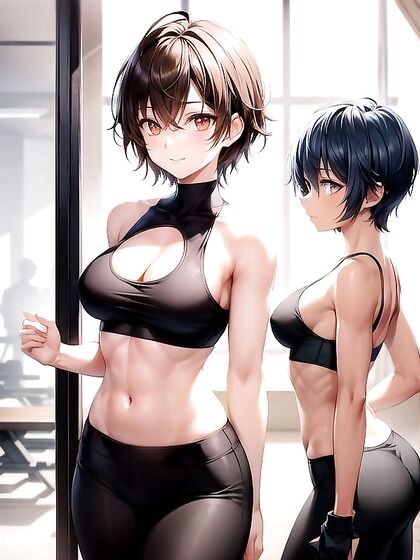Glowing-Eyed Beauty in a Sport Bra for Intense Hentai Pleasure