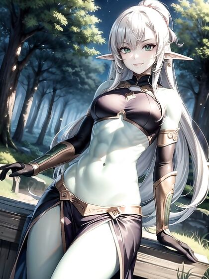 Green-Skinned Cutie Gets Happy in Vibrant Wallpaper Hentai AI Image