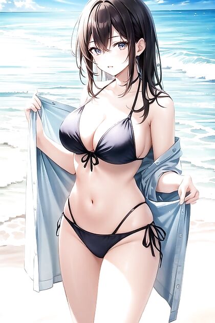 Purple-Skinned Beauty with Hair Bun Tops It Off in Hot Hentai AI Image