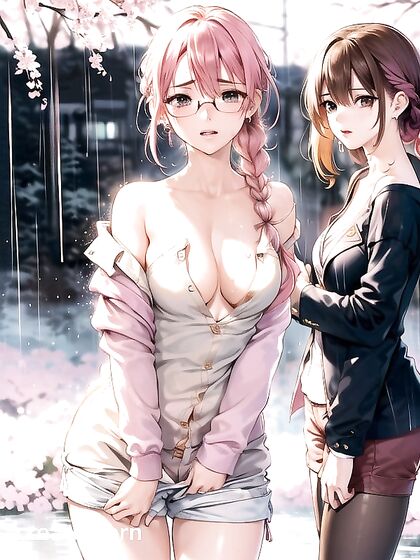 Off-Shoulder Undressing Leads to Naked Pleasure in Seductive Hentai AI Image