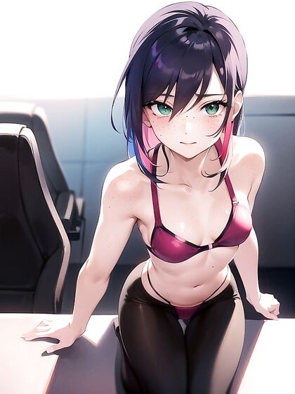 Skinny Dancer Strips Down in Vibrant Green Strip Club Hentai AI Image