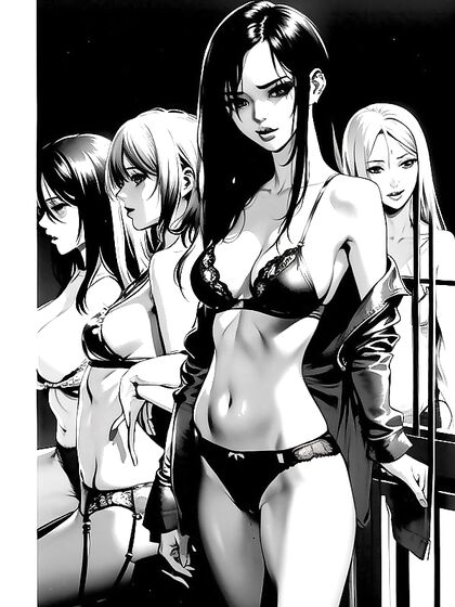 Busty Dancer Grooves in Black and White Manga Hentai Bliss
