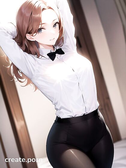 Skinny Girl 18+ with Small Breasts Raises Her Arms for Seductive Hentai Pleasure