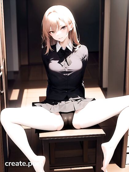Skinny Girl 18+ with Small Breasts Spreads Her Legs for Juicy Hentai AI Image