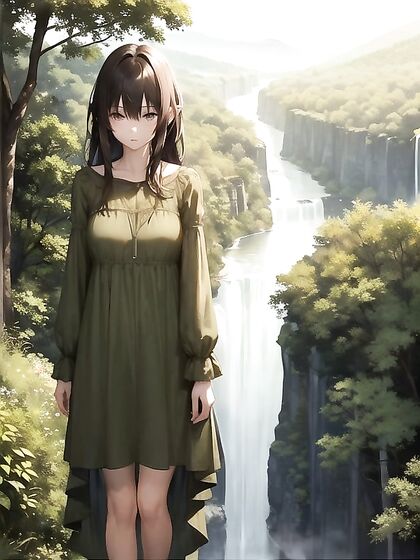 Soft Pastel Dreams - Forest Fantasy in a Flowing Dress Hentai AI Image