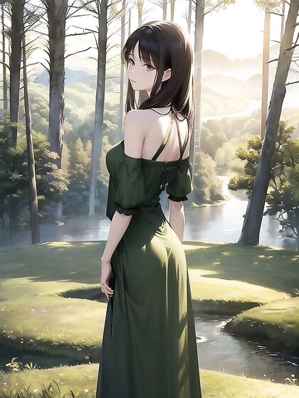 Soft Pastel Dreams - Forest Romance in a Flowing Dress Hentai Fantasies