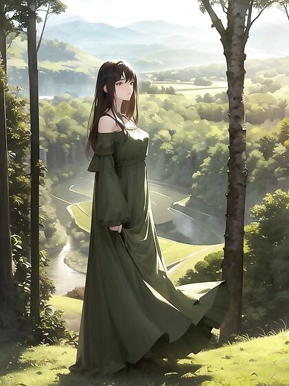 Soft Pastel hentai in the forest with a dress-clad beauty