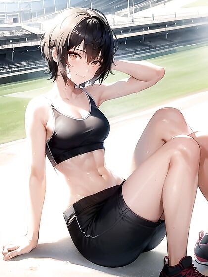 Fit Babe in Sport Bra Teases at the Baseball Stadium in Steamy Hentai AI Image