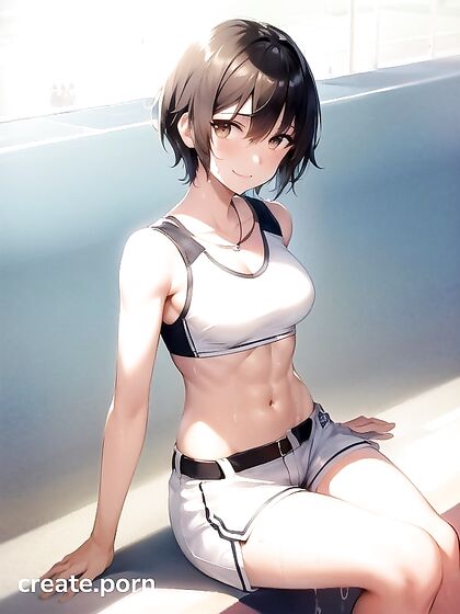 Black-Haired Babe Shows Off Her Curves at the Baseball Stadium in Steaming Hentai AI Image