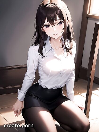 Kneeling Submissive with Small Breasts in Intense Hentai Pleasure Sessions