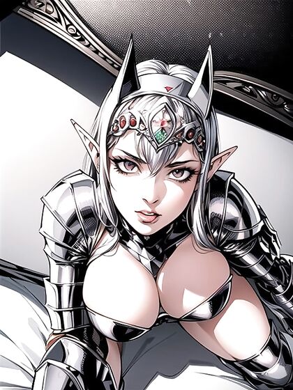 Bobcut Beauty with Black Hair Wears Diadem for Seductive Hentai Pleasure