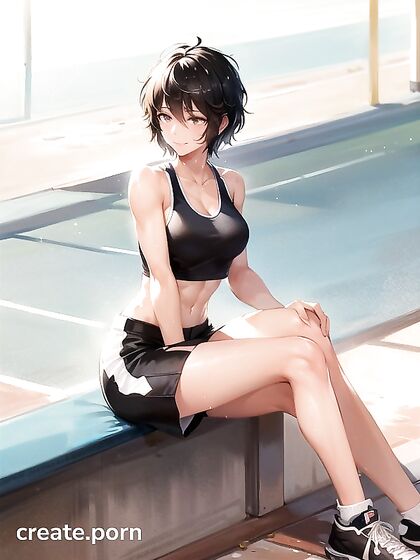 Sporty Babe with Light Brown Skin Seduces at the Baseball Stadium in Horny Hentai AI Image