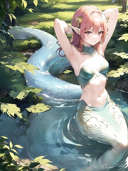 Legless Beauty Explores Pleasure in Mysterious Forest Hentai AI Image