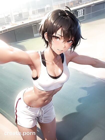 Cute Anime Girl 18+ in Cotton Shorts Shows Off Her Medium Ass