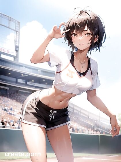18-Year-Old With Natural Breasts Leans Forward for Seductive Hentai Pleasure