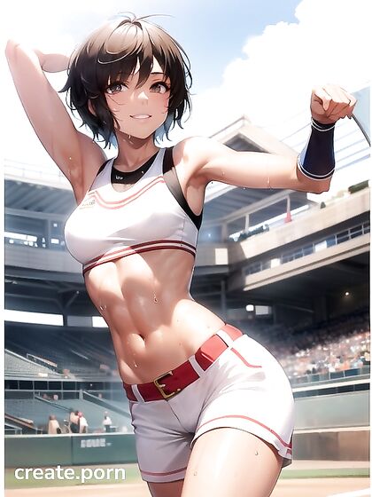 Sweaty Babe in Sports Bra Takes On the Baseball Field in Erotic Hentai AI Image