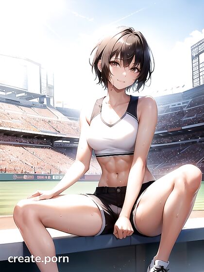 Light Brown Beauty in Sport Bra and Cotton Shorts for Seductive Hentai Pleasure