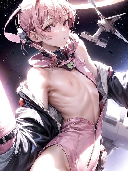 Exploring the Stars - Spaceship Wallpaper with Seductive Nape Reveals