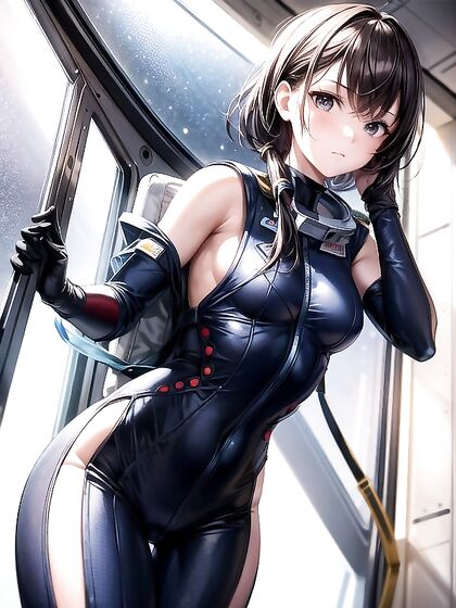Astronaut in Skin-Tight Uniform Tempts with Off-Shoulder Seduction in Hentai