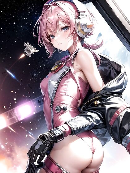 Nape Exposed in Erotic Wallpaper - Intense Hentai AI Image on a Futuristic Spaceship