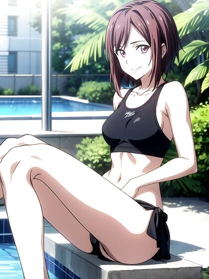 Sunny Enjoying Steamy Pool Sex in Scorching Noon Hentai AI Image