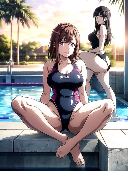 Intense Pink Moments - Two Lovers in Passionate Hentai AI Image