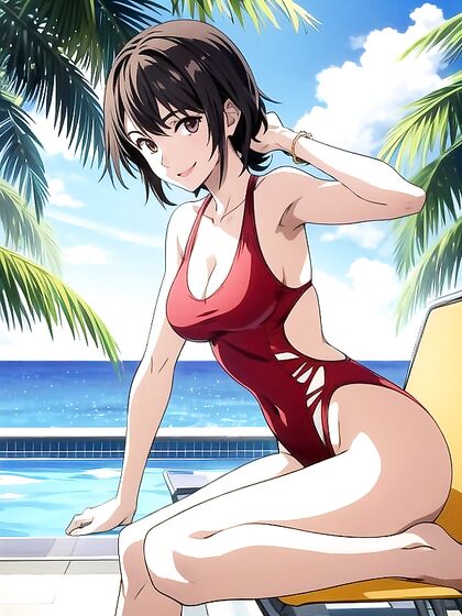 Sunny's Black Haired Beauty Shows Off Seductive Tan Lines in Hentai Bliss