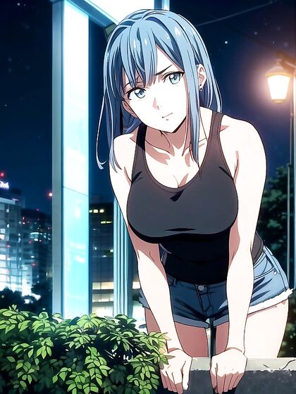 Light Brown Beauty in Front View Exploring Intense Hentai Pleasure